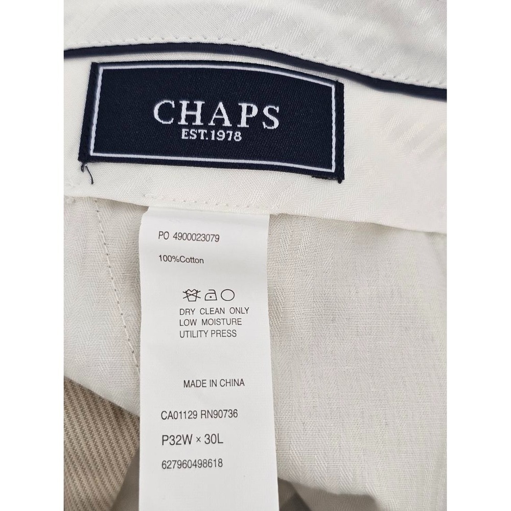 Chaps Suit Separates Pants Mens 32x30 Tan Pinstripe Flat Front Business NWT - Picture 5 of 6